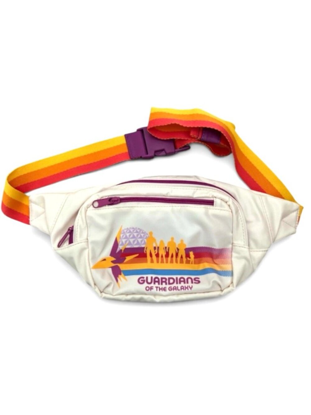 Disney Guardians of the Galaxy Retro Fanny Pack Belt Bag Rainbow Stripe Strap NW